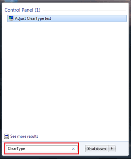Windows 7 Start Search, ClearType